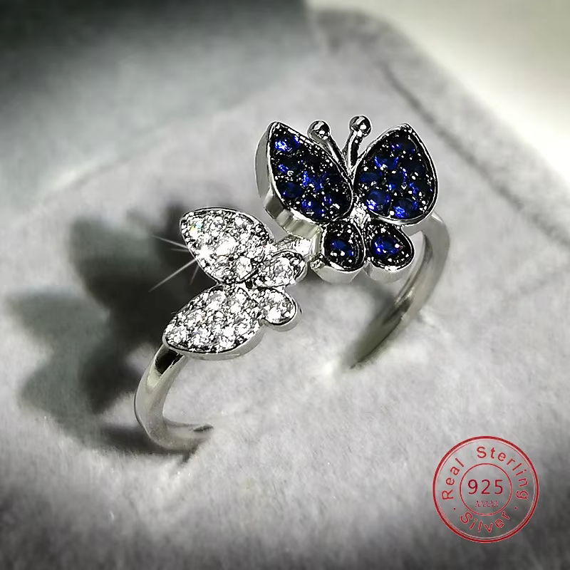 Bagues en cristal de saphir de luxe pour femmes