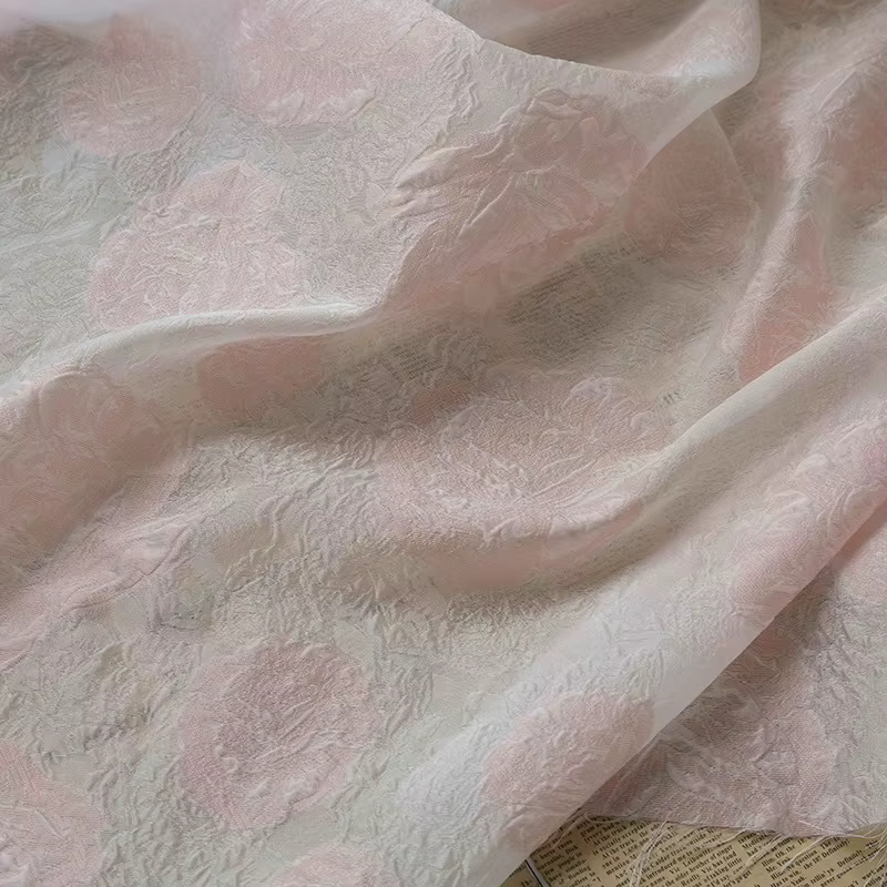 Printemps été en relief Floral Jacquard tissu robe de mariée matériel Pastel rose