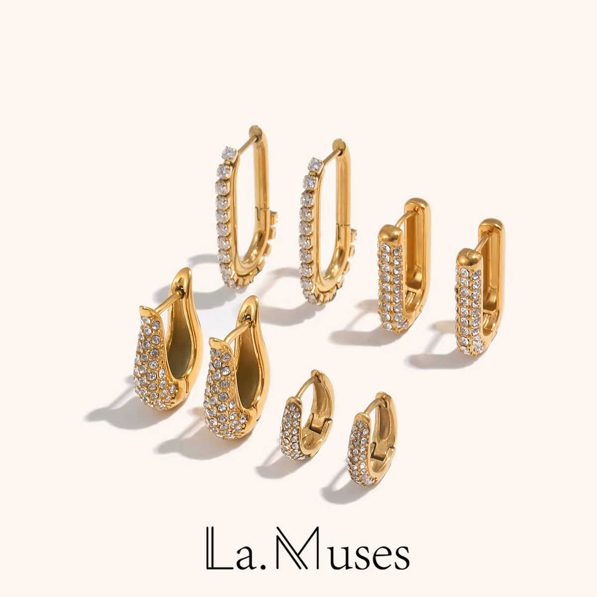La.Muses – boucles d'oreilles de luxe en zircone cubique blanche