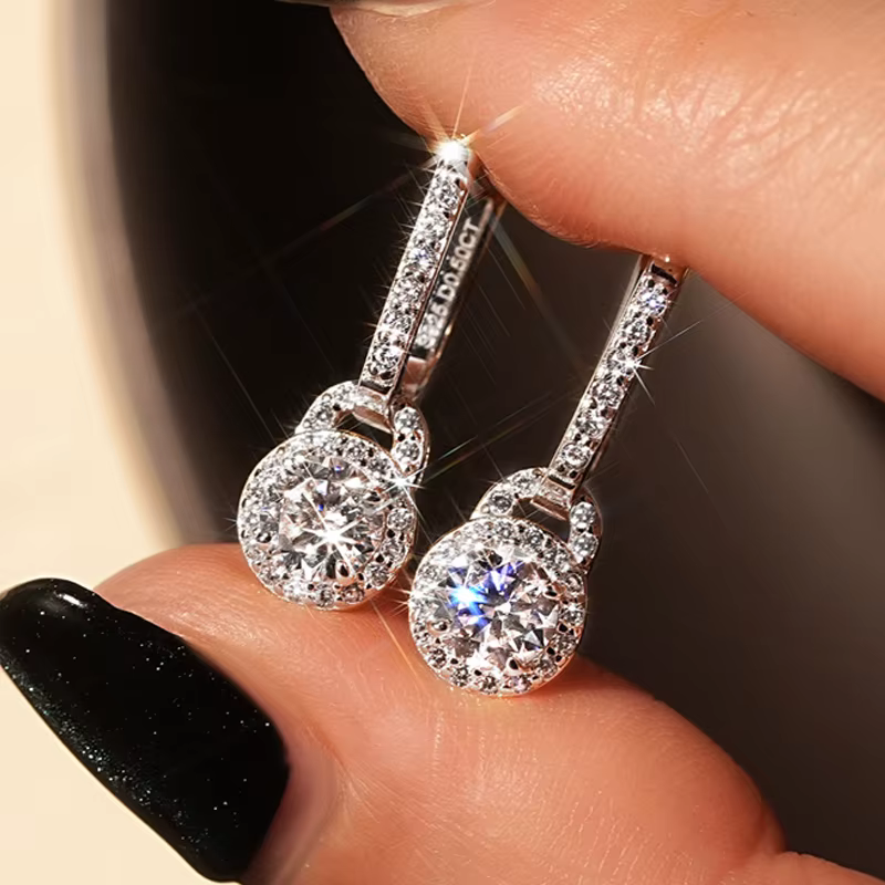 IOGOU luxe S925 argent 5mm 0.5ct Moissanite boucles d'oreilles pour les femmes réel