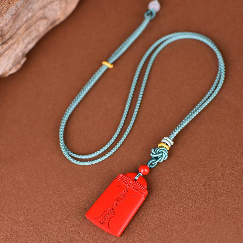 Minerai cinabre Wenzhe général Taisui pendentif exquis haute teneur impériale sable rouge amulette