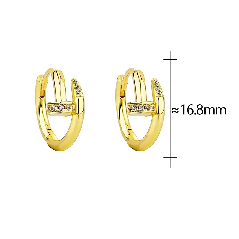 Boucles d'oreilles créoles rondes en zircon couleur argent pour femme