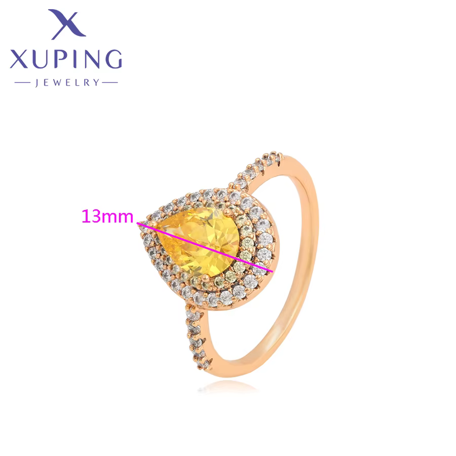 Xuping bijoux mode nouveau modèle pierre jaune couleur or bague pour femmes cadeaux A 00918630