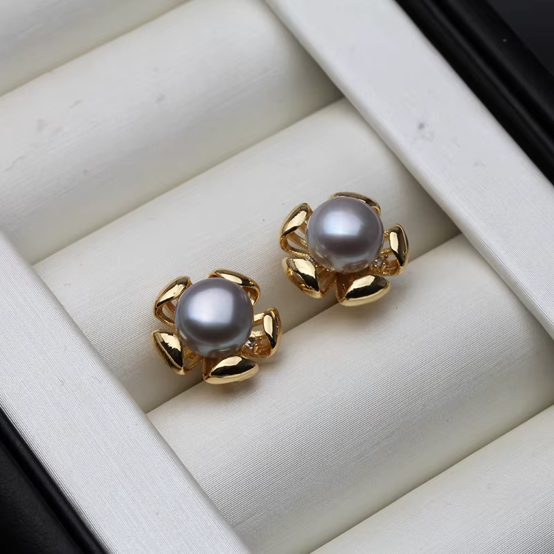 Boucles d'oreilles en perles d'eau douce de culture véritable