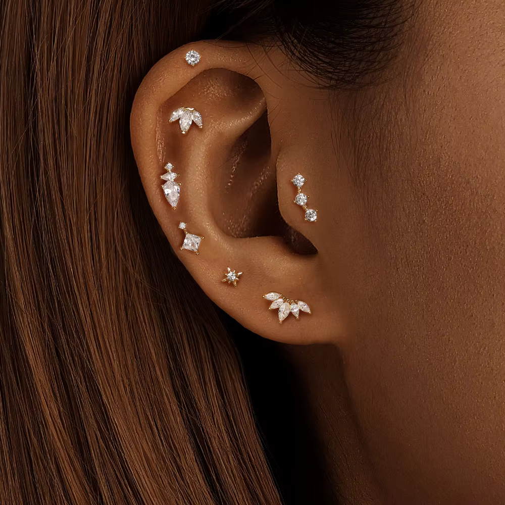 AIDE coeur boule ronde plat Helix Piercing boucle d'oreille 925 en argent Sterling clous