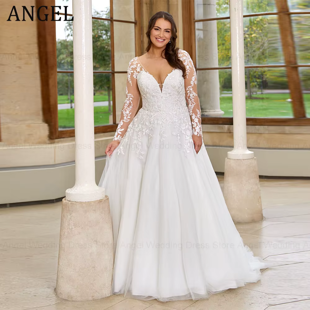 ANGEL Pastrol grande taille robes de mariée 2025 personnalisé à lacets