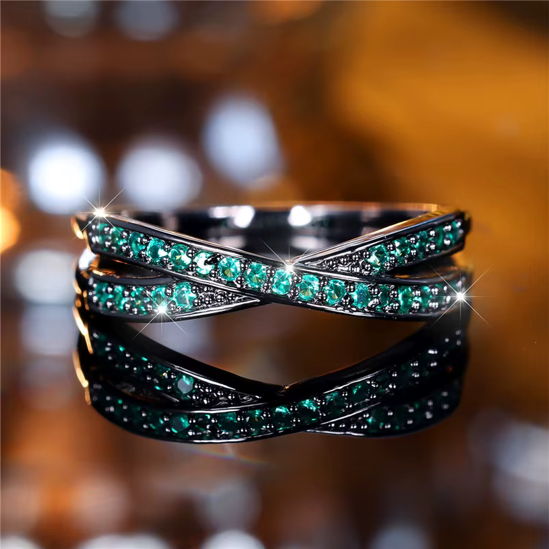 Bague de Luxe en Pierre Verte pour Femme