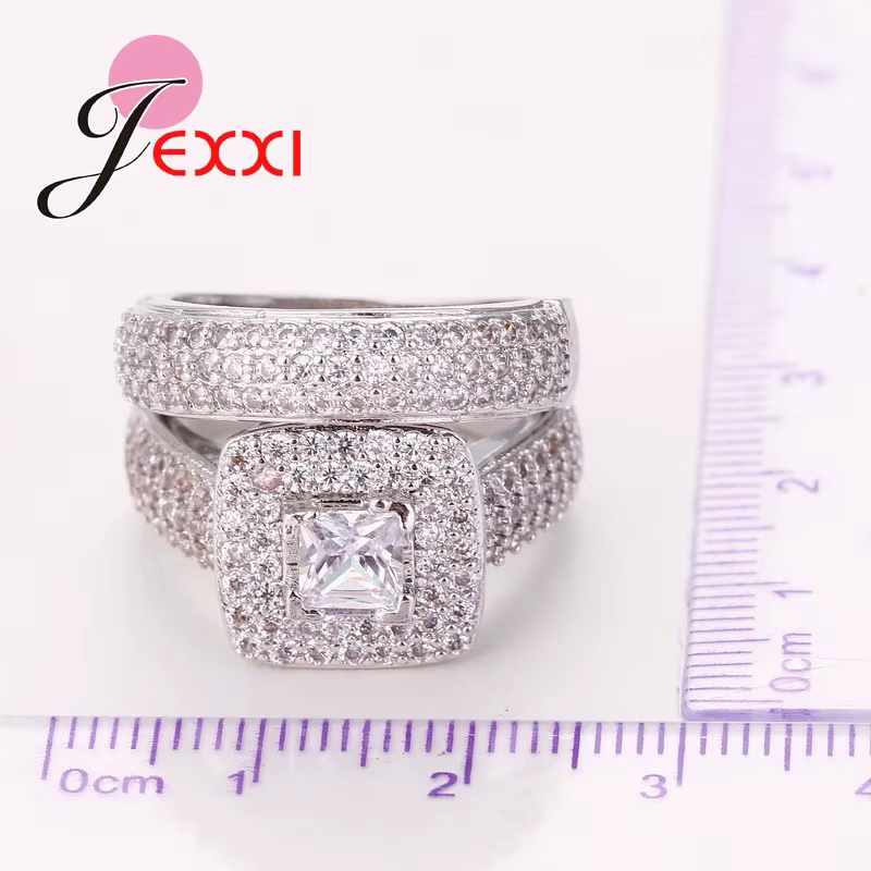 Ensemble de bagues de mariage en argent Sterling 925 pour femmes