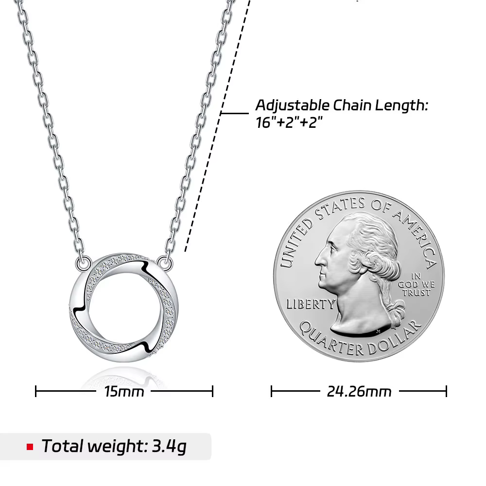 Collier pendentif cercle Mobius en moissanite Pretty Beauty pour femme