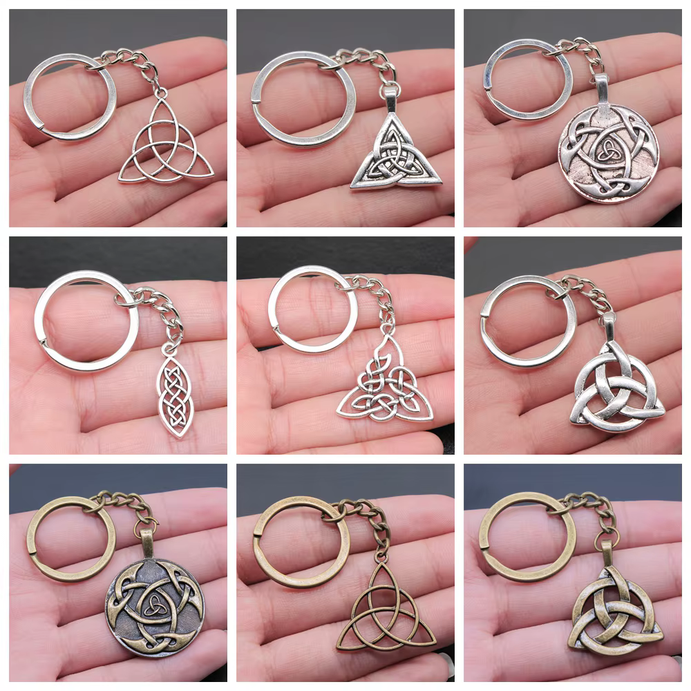 Triquetra noeud amulette porte-clés en métal
