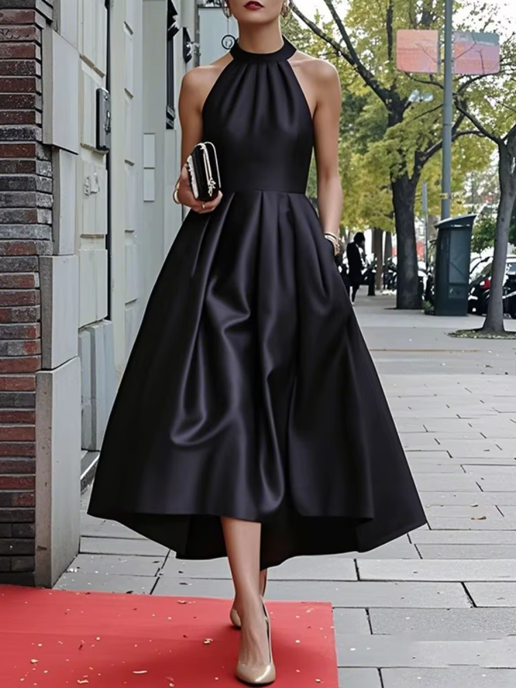 Robe de soirée en Satin bordeaux pour femmes