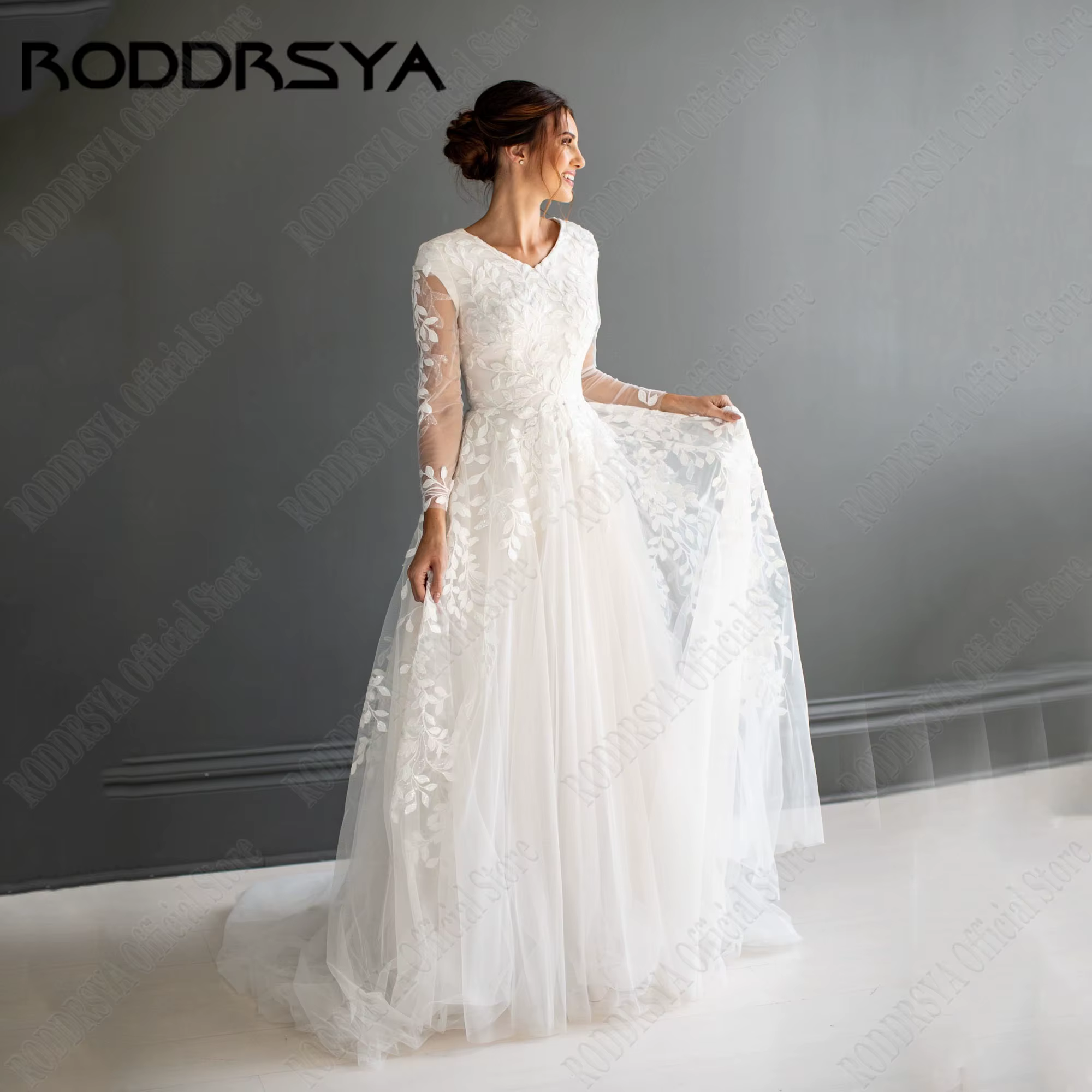 Robe de mariée musulmane à manches longues
