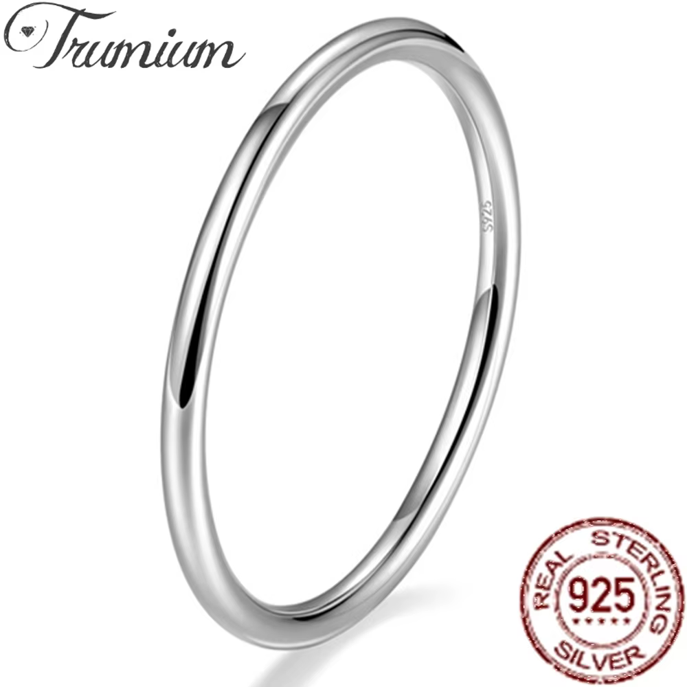 Trumium 100% 925 argent Sterling brillant mince ligne bague empilable anneaux délicats pour les femmes personnalité minimaliste bijoux fins cadeau