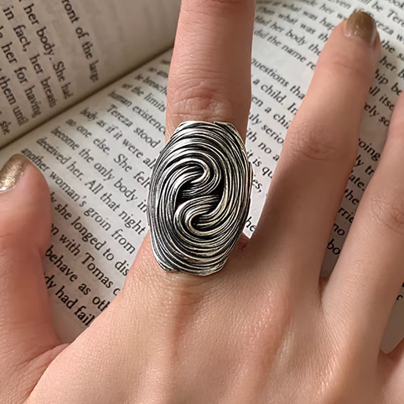FOXANRY Vintage Punk couleur argent fleur anneaux pour les femmes nouvelle mode Simple irrégulière géométrique fête bijoux cadeaux
