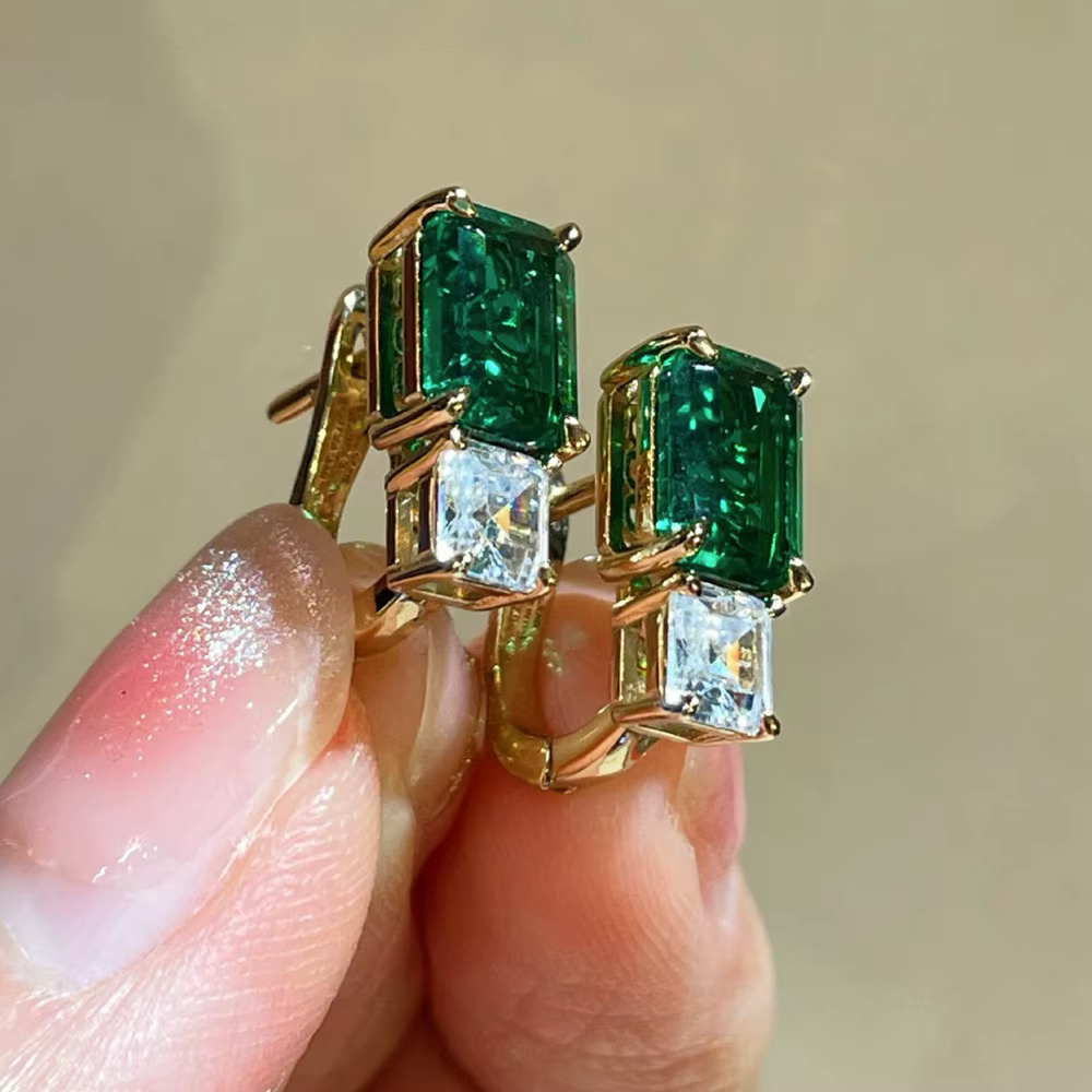 Wong Rain-Boucles d'oreilles en argent regardé 925 plaqué or 18 carats