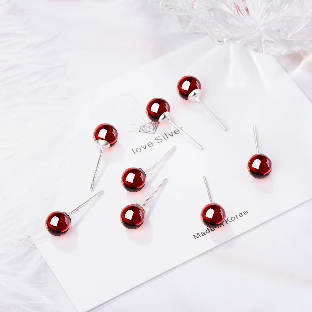 Boucles d'oreilles piercing d'oreille en cristal rouge pour femme