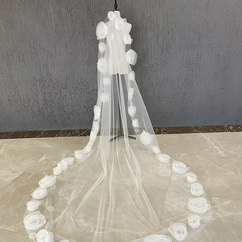 Voile de mariée Vintage de 3 mètres de long x 2