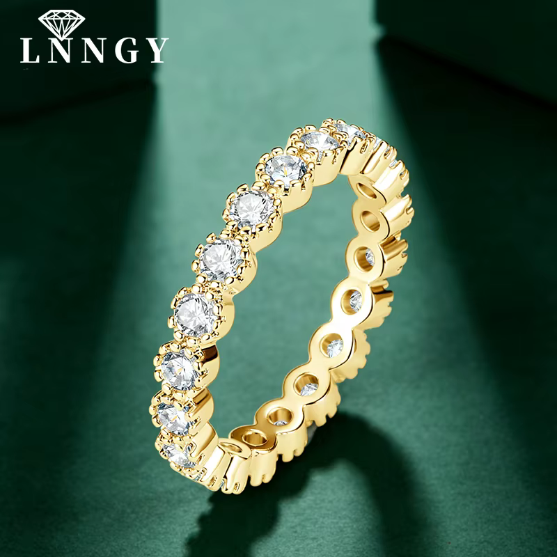 Bague en moissanite certifiée Lnngy Full Eternity de 2