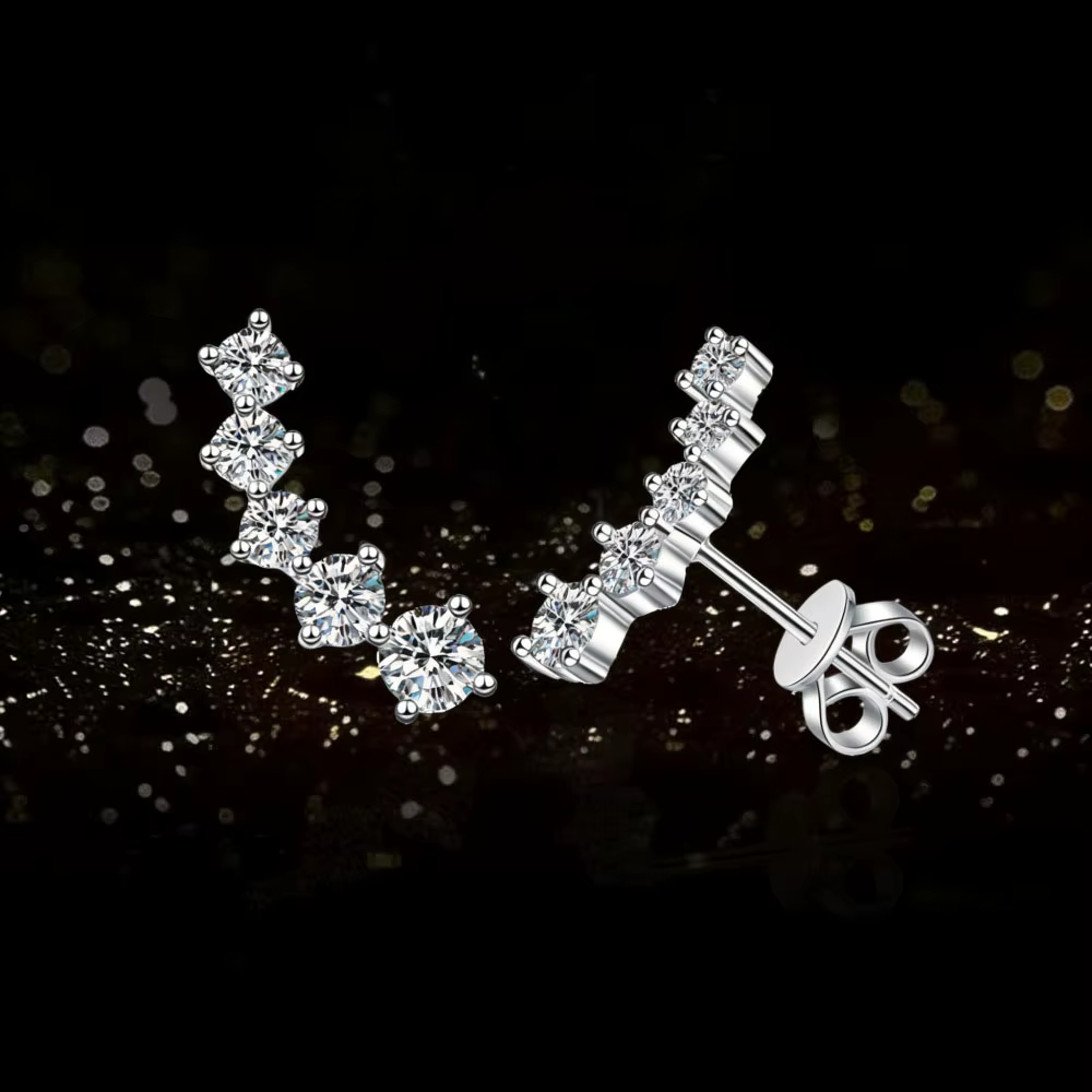 Boucles d'oreilles clous en moissanite couleur D véritable pour femme