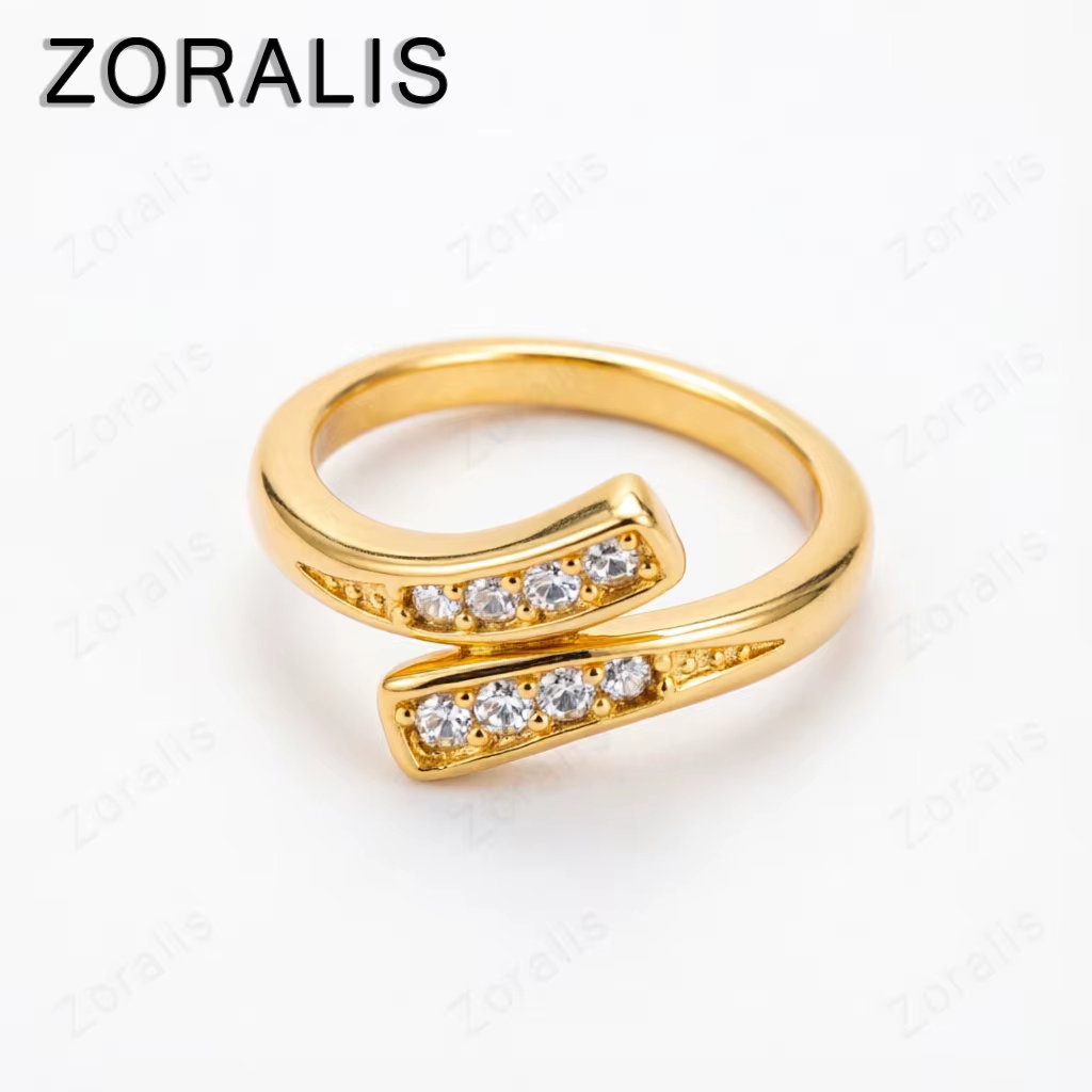 Bague de luxe en or 18 carats avec zircon pour femmes