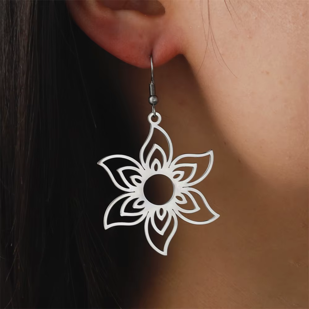 Boucles d'oreilles pendantes à fleurs éternelles