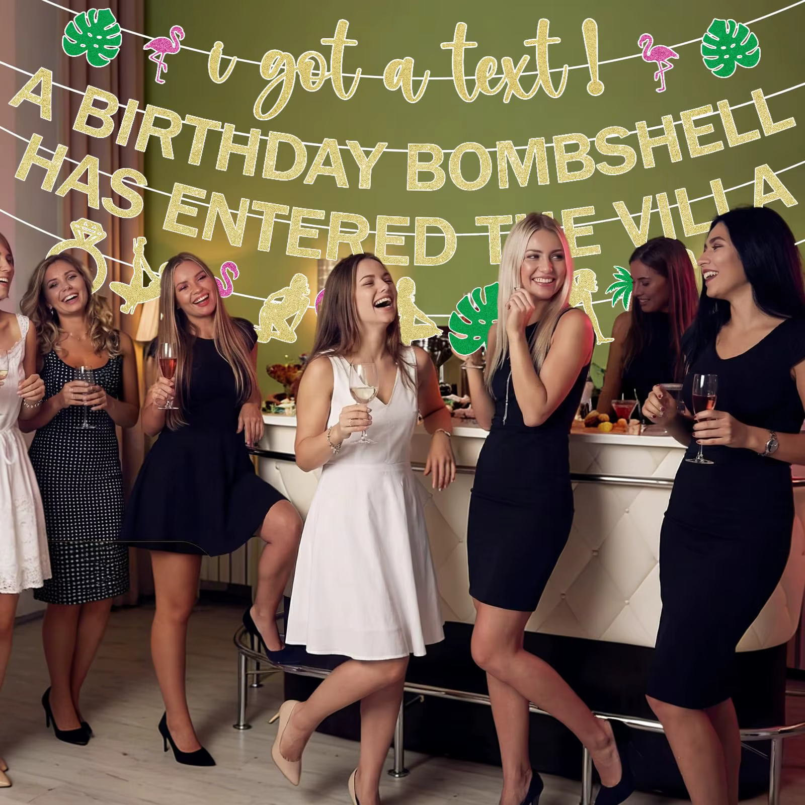 Décorations de fête des demoiselles d'honneur Glitter Love Island - Bannière décorative « Une bombe est arrivée dans la