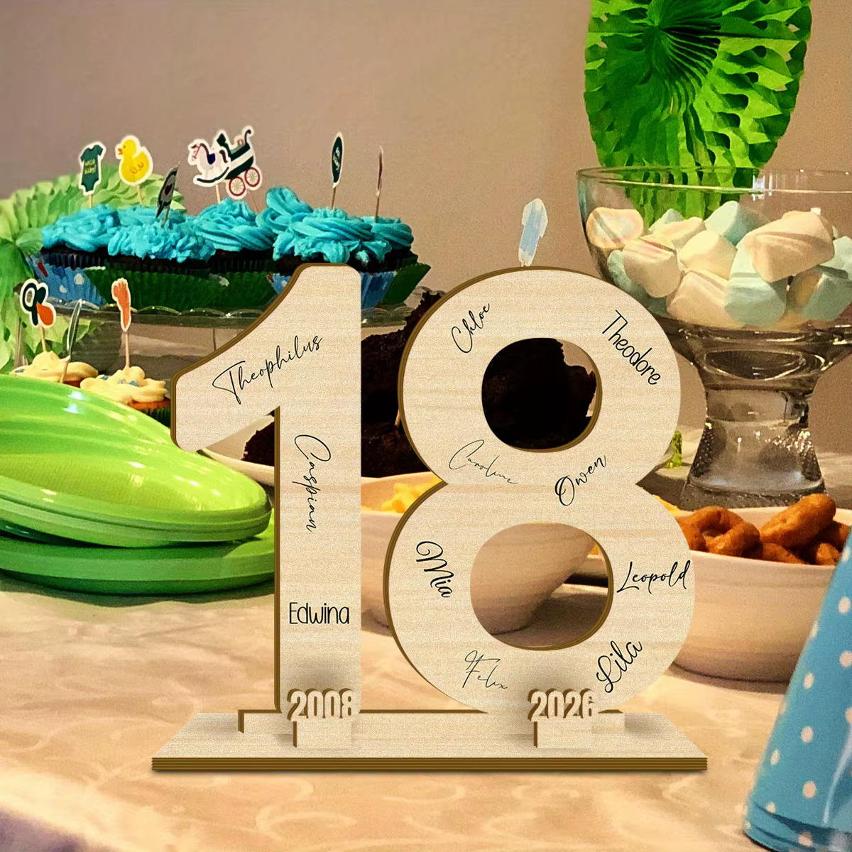 Plaque Numérotée en Bois N°18 2026 pour Livre d'Or d'Anniversaire et de Mariage