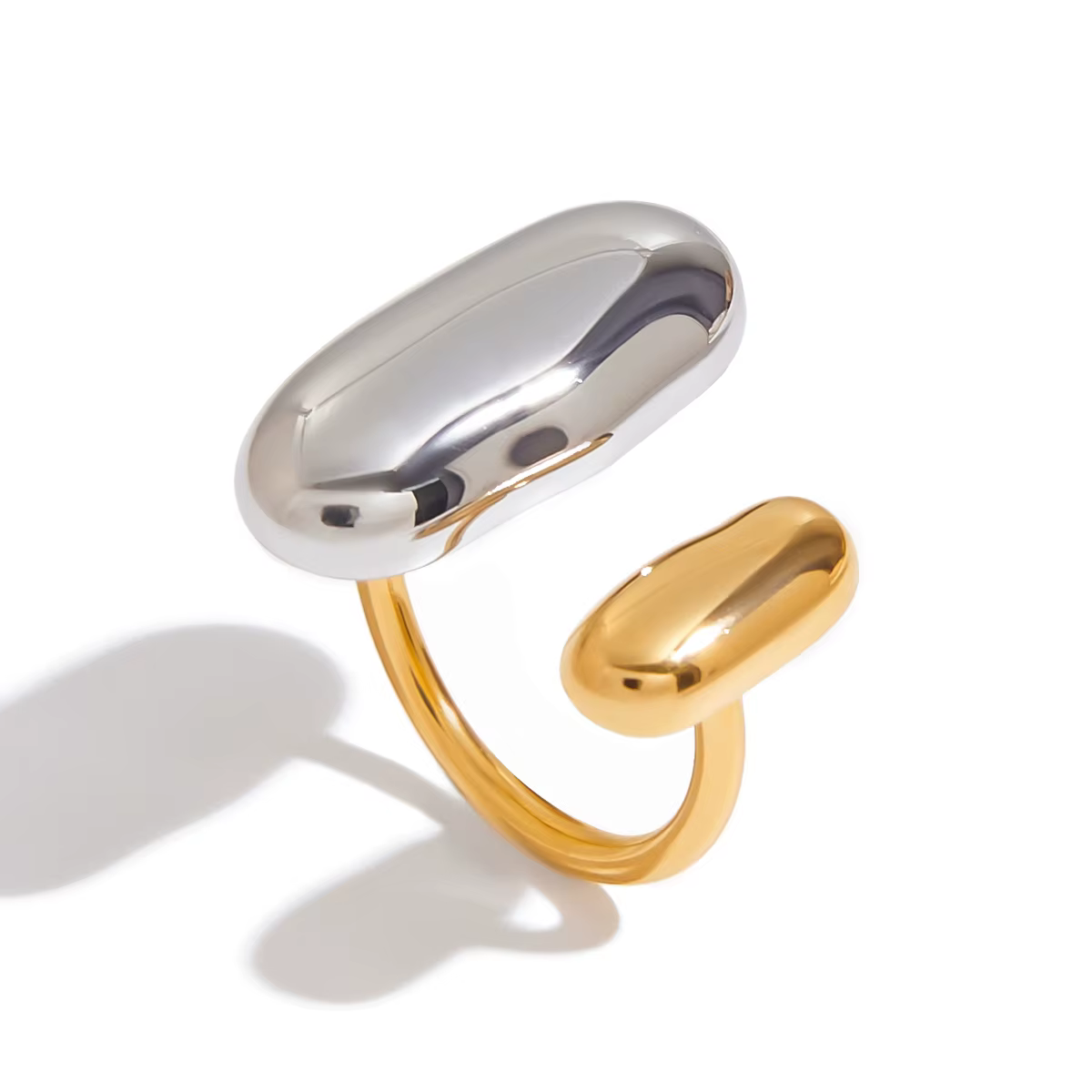 Youthway – bague géométrique Double couche bicolore