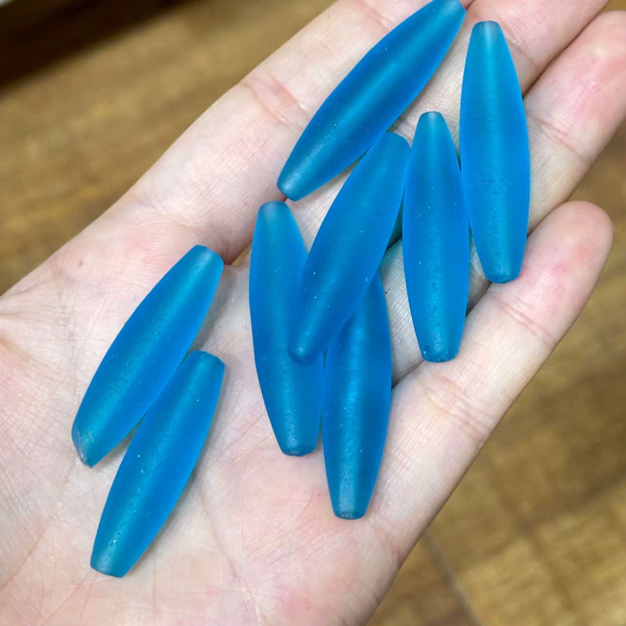 Perles de verre bleu ciel mat DIY pour accessoires de bijoux