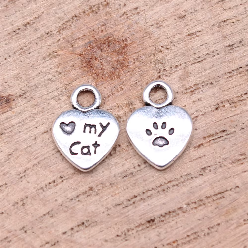 WYSIWYG 20 pcs/lot amour mon chat patte impression breloques pour la fabrication de bijoux 8x12mm Antique Bronze plaqué accessoires