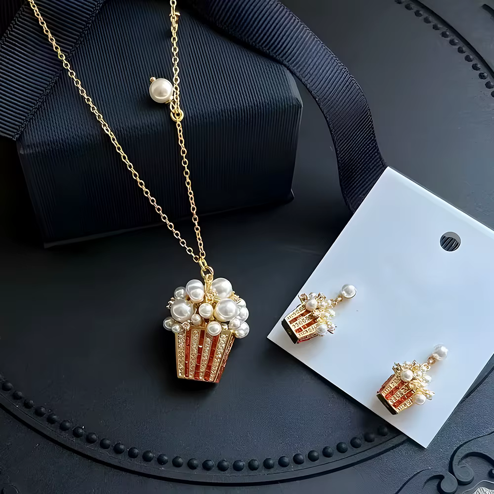 Ensemble de bijoux VKVVA élégant et tendance avec perles popcorn et zircon
