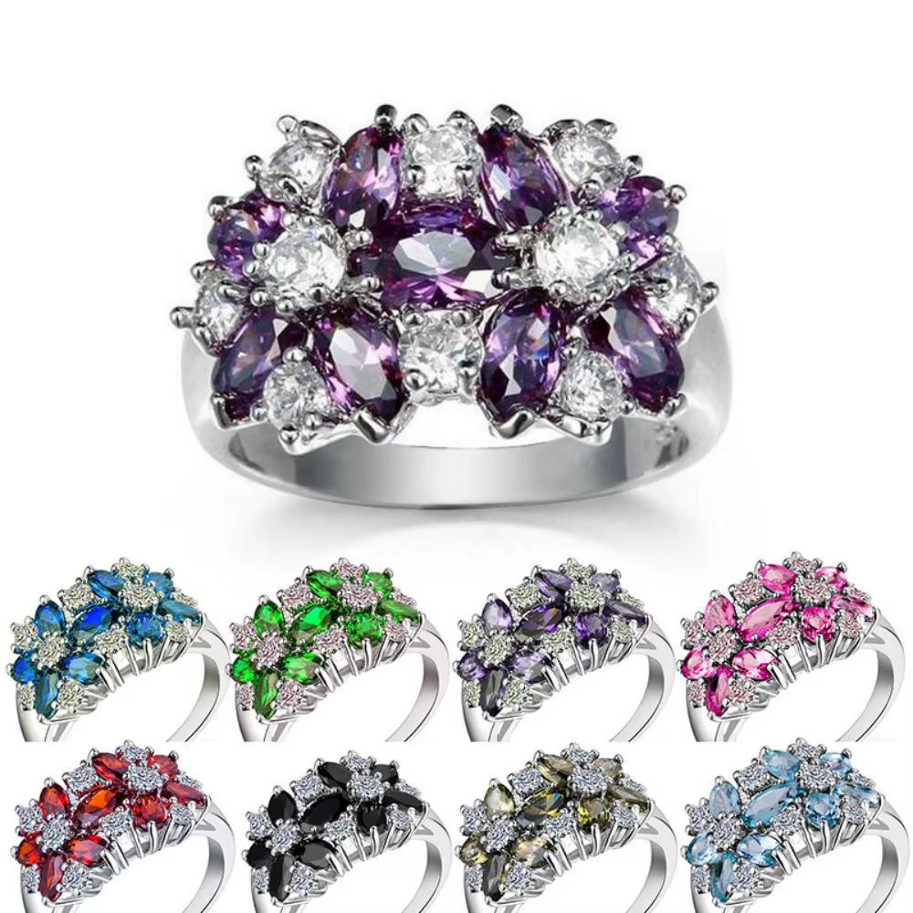 Bague de luxe créative scintillante de haute qualité en Zircon 5A pour femmes