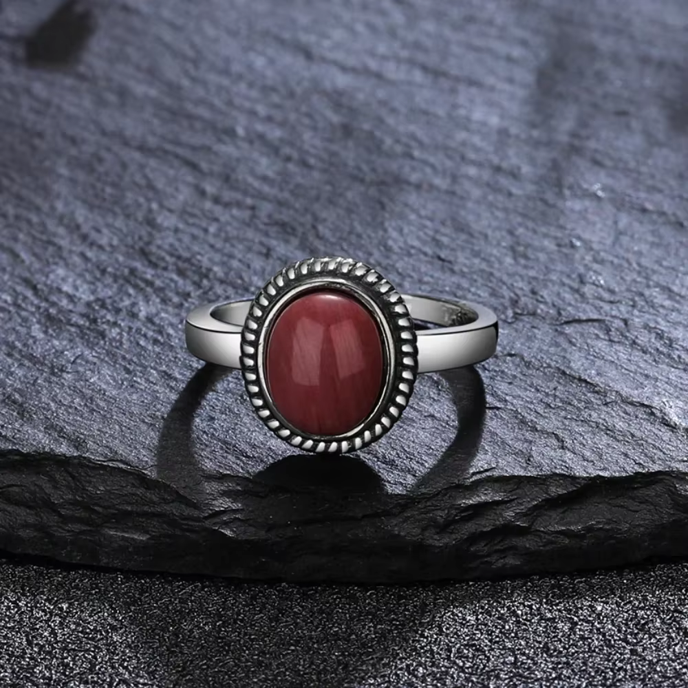 Bijoux en argent, anneaux simples en œil de tigre ovale 8x10MM