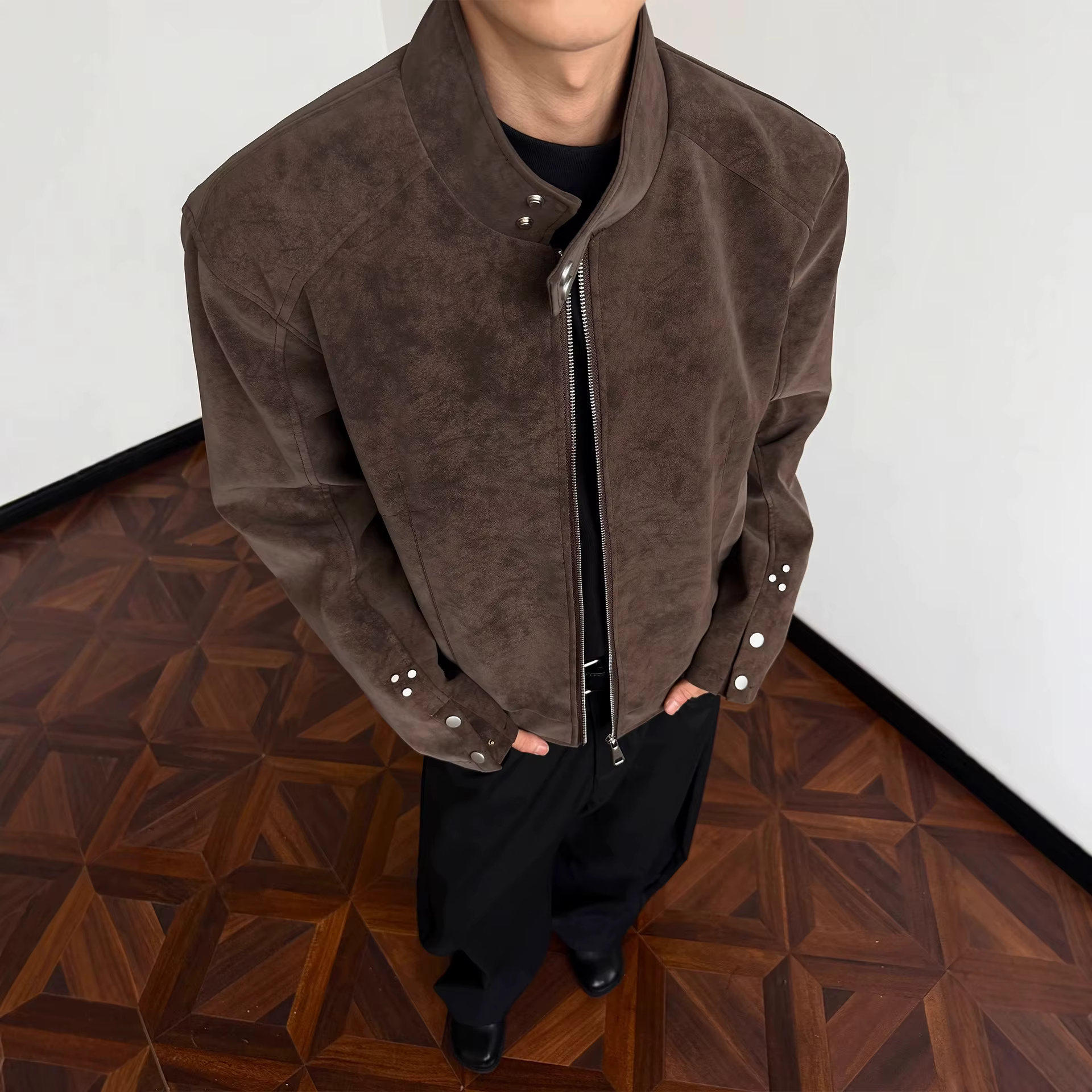Veste courte en daim pour homme