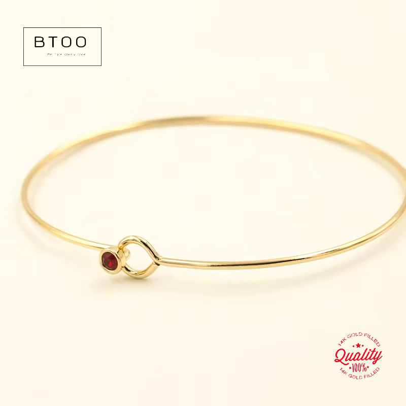 Bracelet jonc en or rempli 14K avec zircon rond