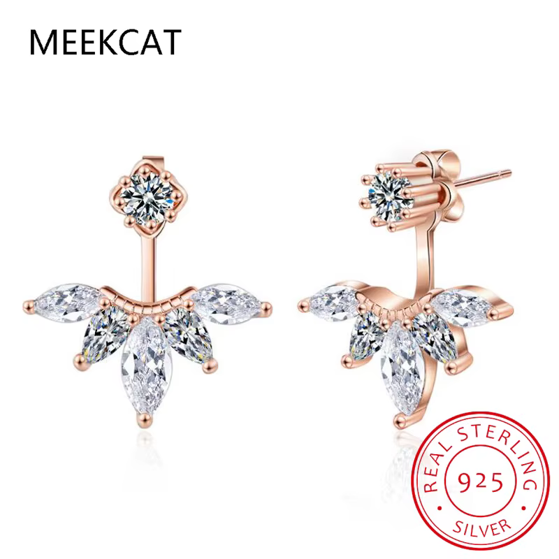Boucles d'oreilles pendantes détachables 2 pierres en moissanite taille marquise 6cttw pour femme