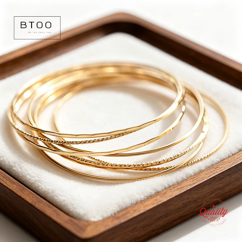 Bracelet jonc fermé empilable en or rempli 14K