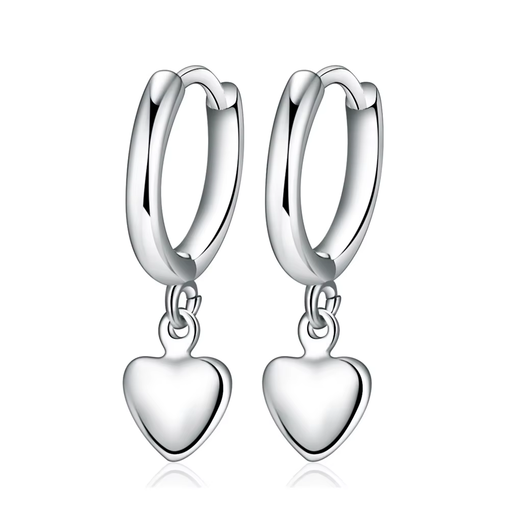Boucles d'oreilles en forme de cœur en argent 925 de haute qualité pour femmes