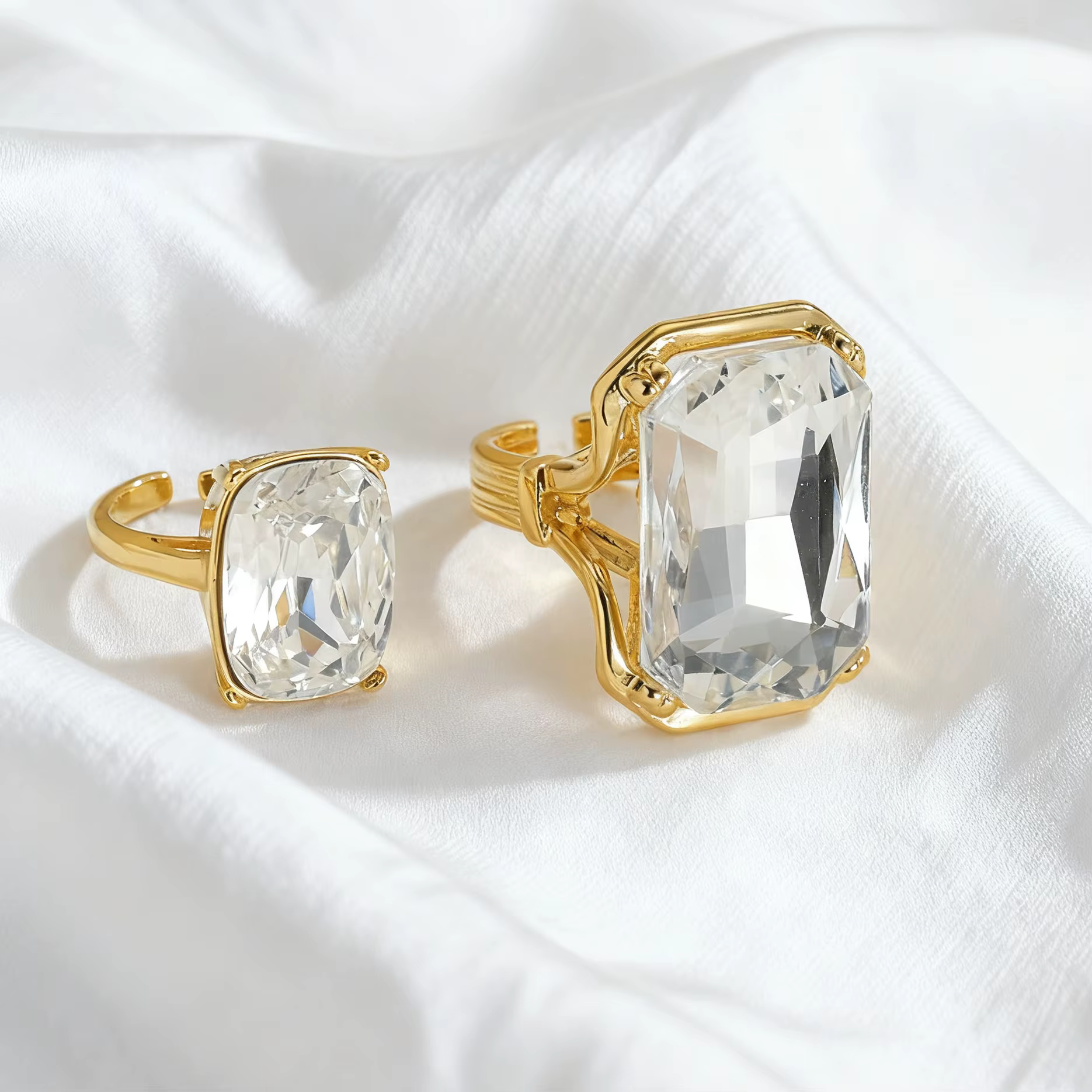 Sifisrri Simple Zircon fleur perlée anneaux pour femmes fille en acier inoxydable bijoux réglable couleur or anneau cadeau de noël