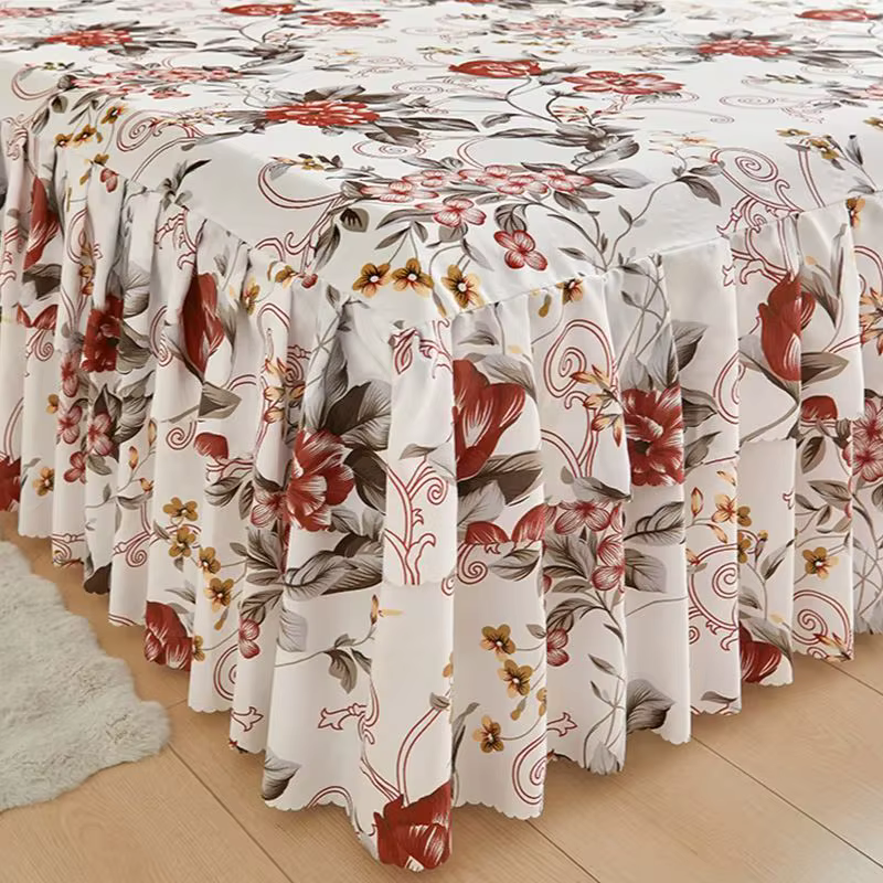 Ensemble de 3 pièces de jupe de lit de Style Floral et taie d'oreiller