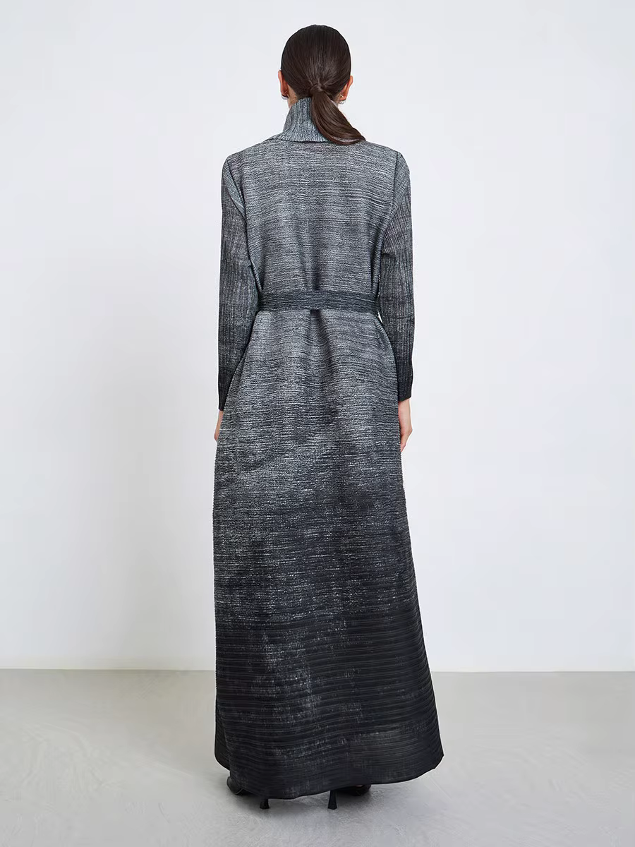 Abaya plissé dégradé gris noir