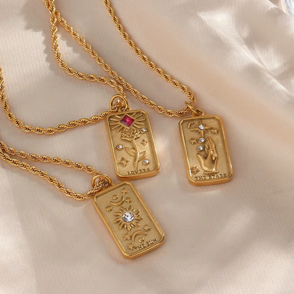 Collier de Tarot en acier inoxydable pour femmes