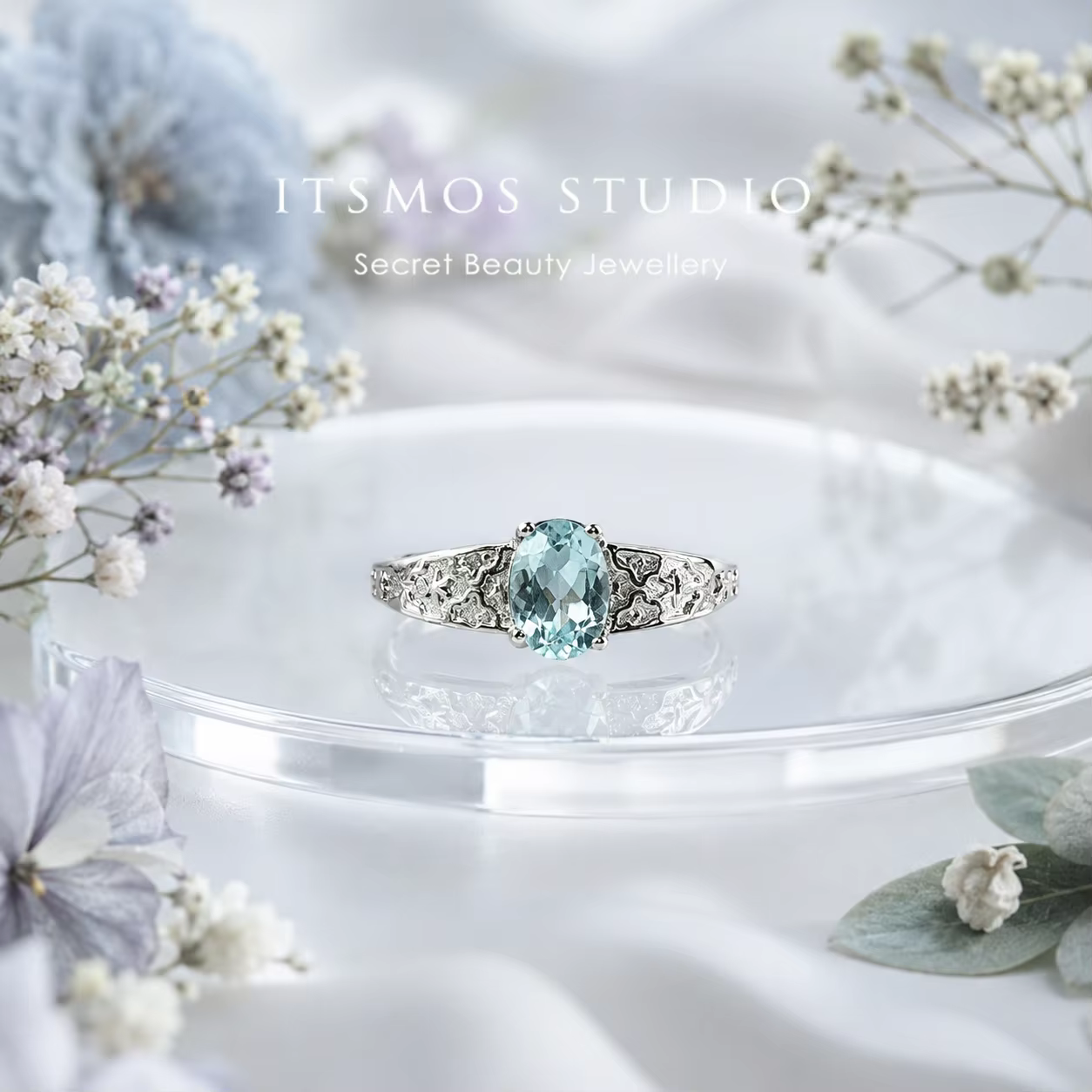 ITSMOS – bague en topaze bleu ciel naturel