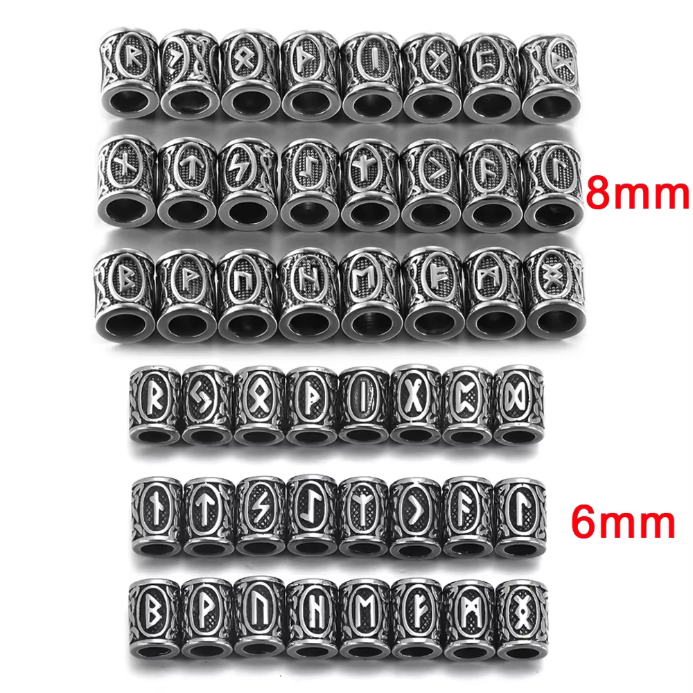Perles de Rune Viking en acier inoxydable