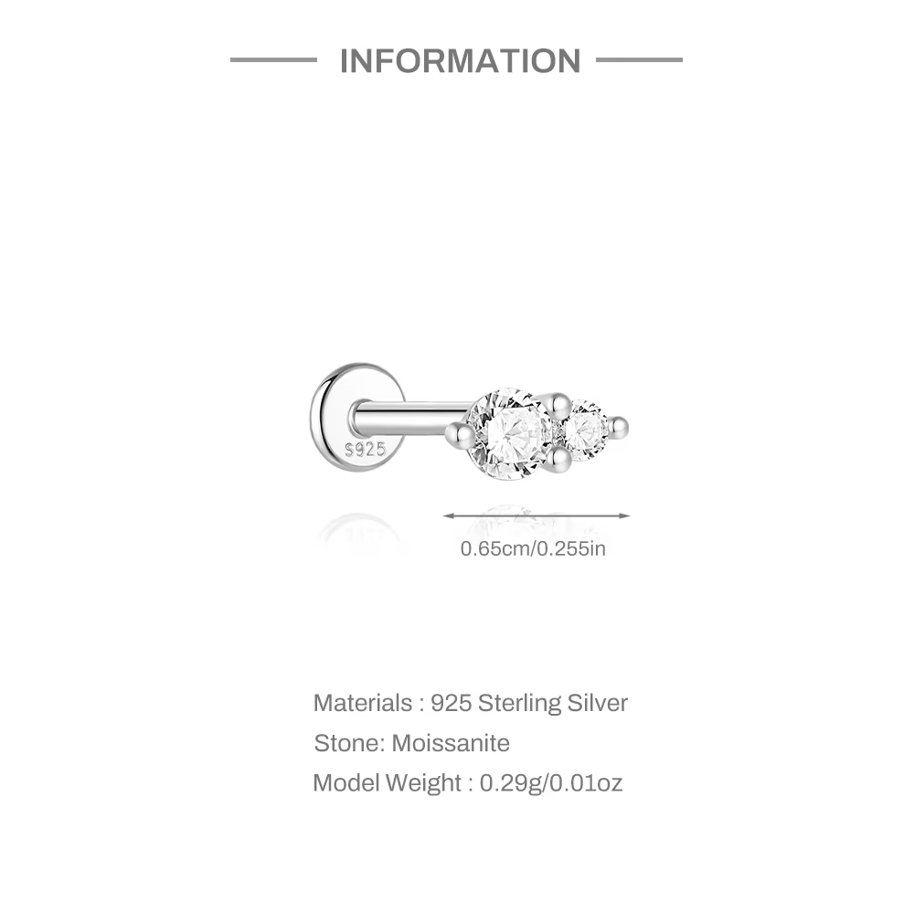 Aide Moissanite diamant boucles d'oreilles pour femmes original 925 en argent Sterling vis arrière