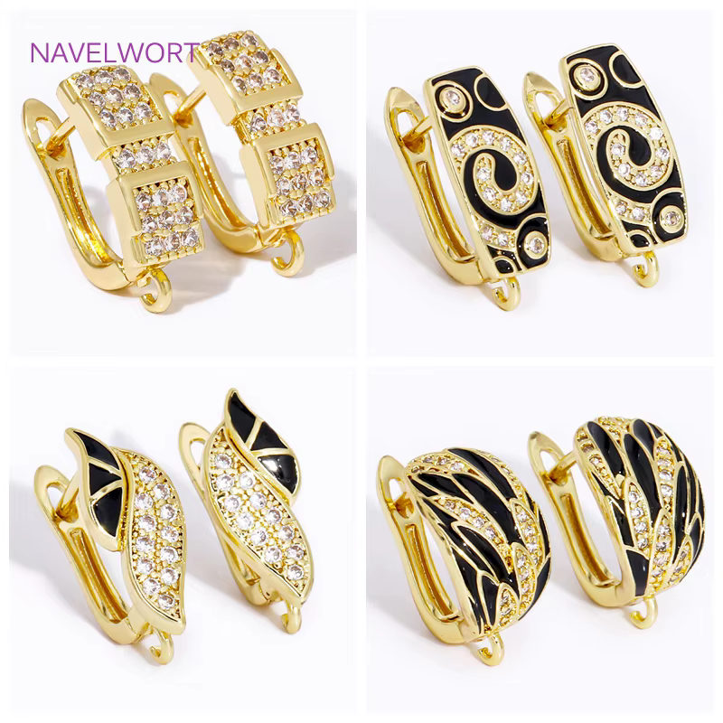 Luminaires de boucles d'oreilles en laiton plaqué or 18 carats