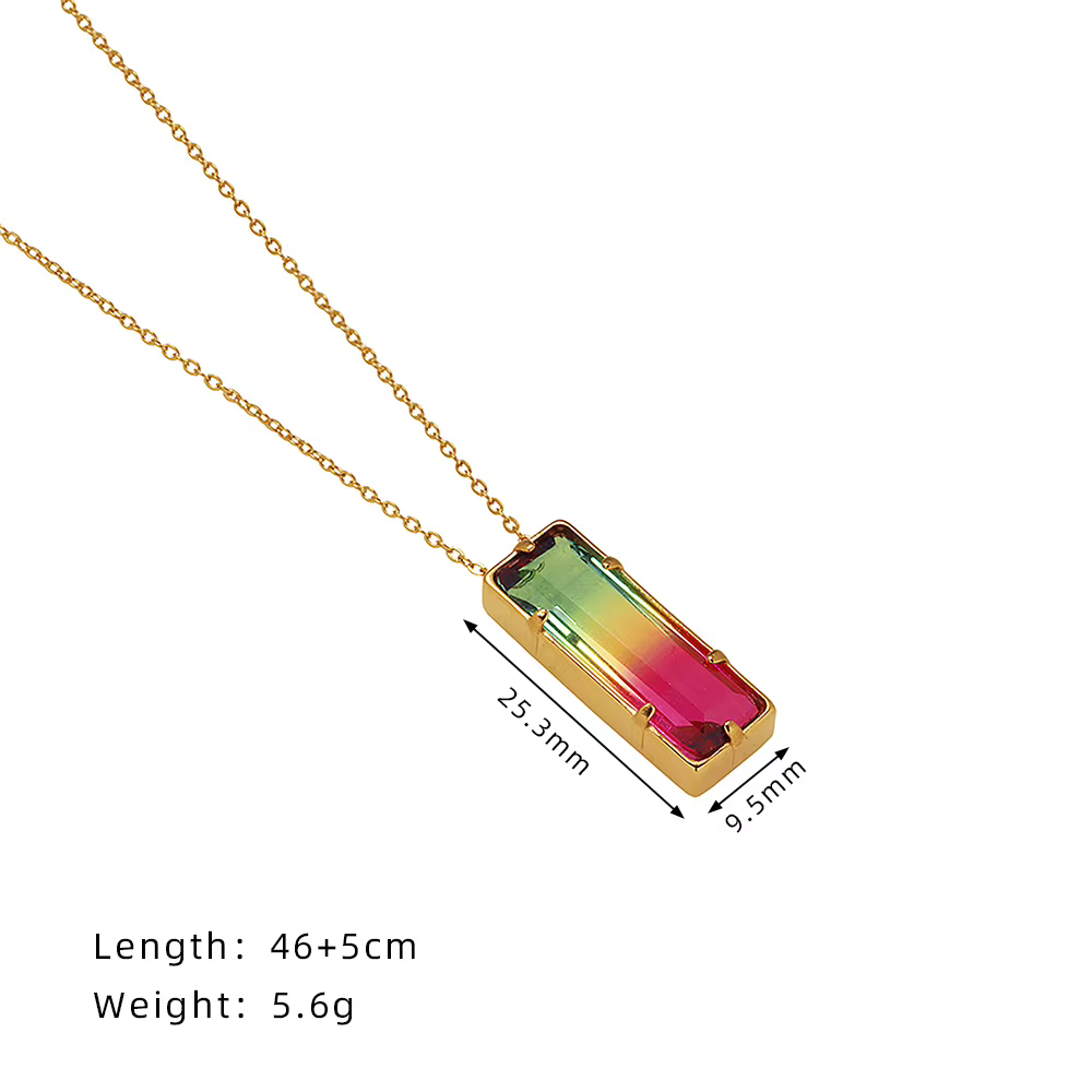 Amaiyllis lumière luxe arc-en-ciel dégradé couleur carré griffe boîte chaîne clavicule collier pendentif pour femmes bijoux