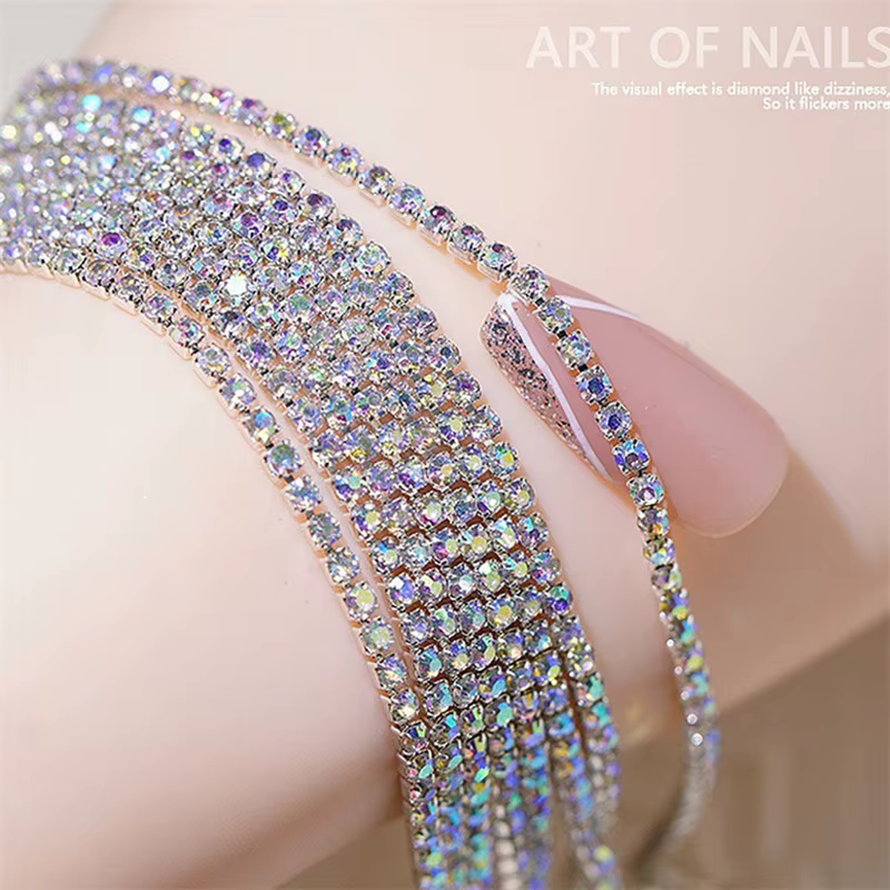 RSNAIL 1pc doré argenté Nail Art chaînes décorations 90cm