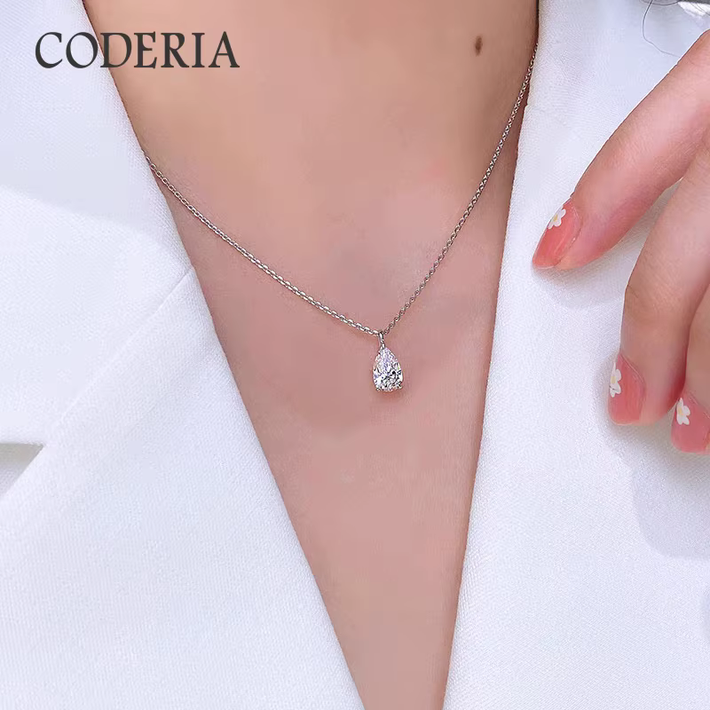 Collier ovale en Moissamite goutte d'eau