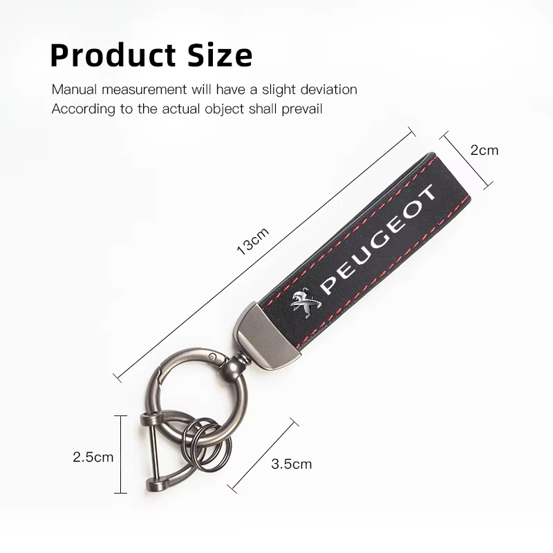 Porte-clés en cuir burbué pour voiture Peugeot